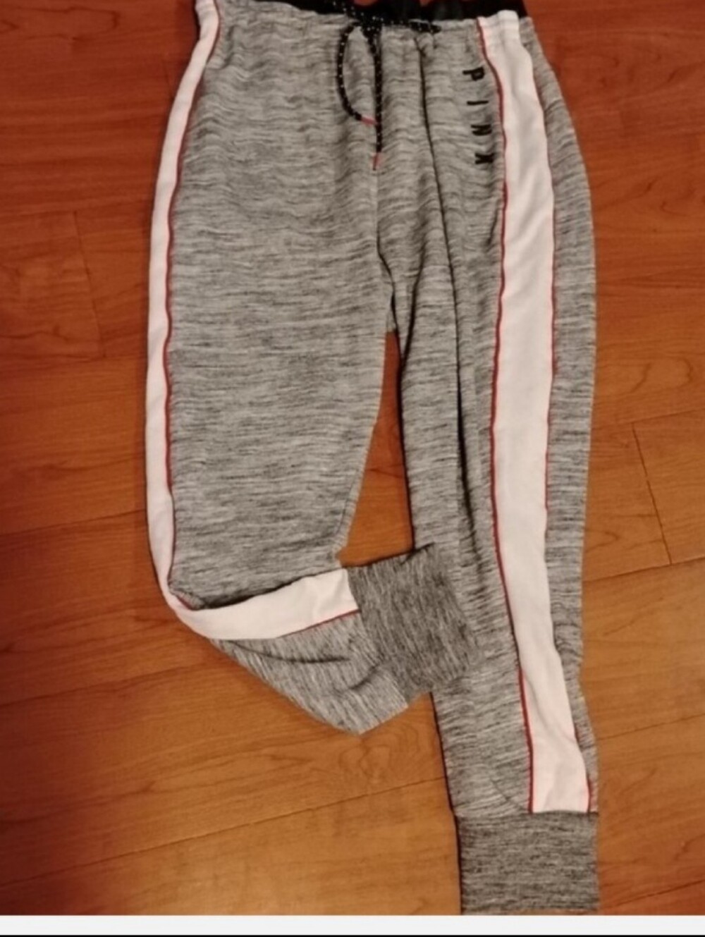 Victoria's Secret Gray Heather Track Joggers with White Side Stripe